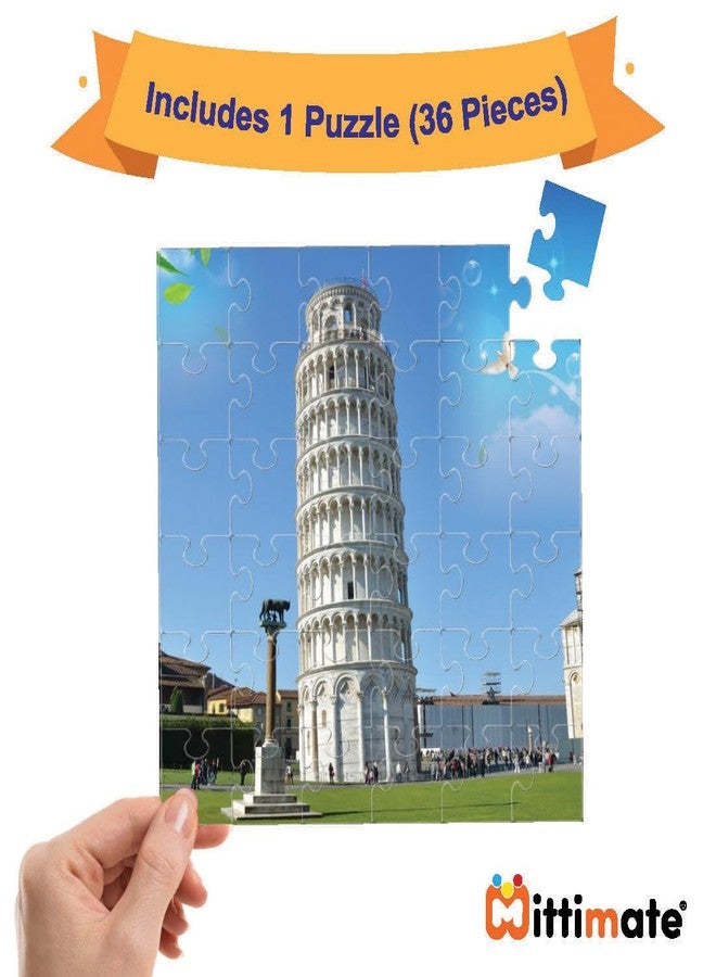 Mittimate 2 in 1 Cardboard 36 Pieces Jigsaw Puzzle Combo for Kids Age 4 to 6 Year I Leaning Tower & Petra of Jordan Picture I Birthday Gift for Children - Image 3